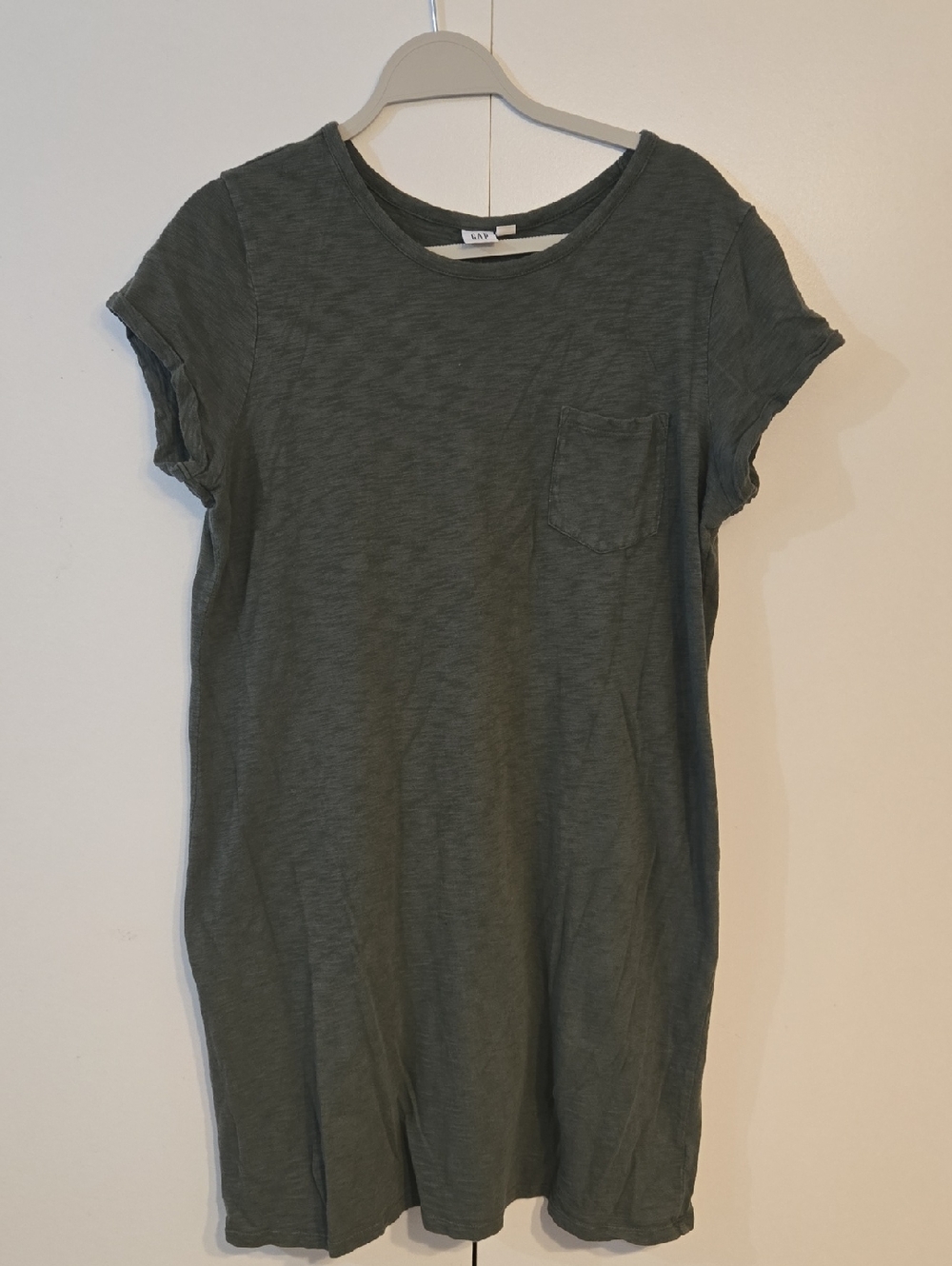 Everyday Short Sleeve Pocket Mini Dress - Olive Green